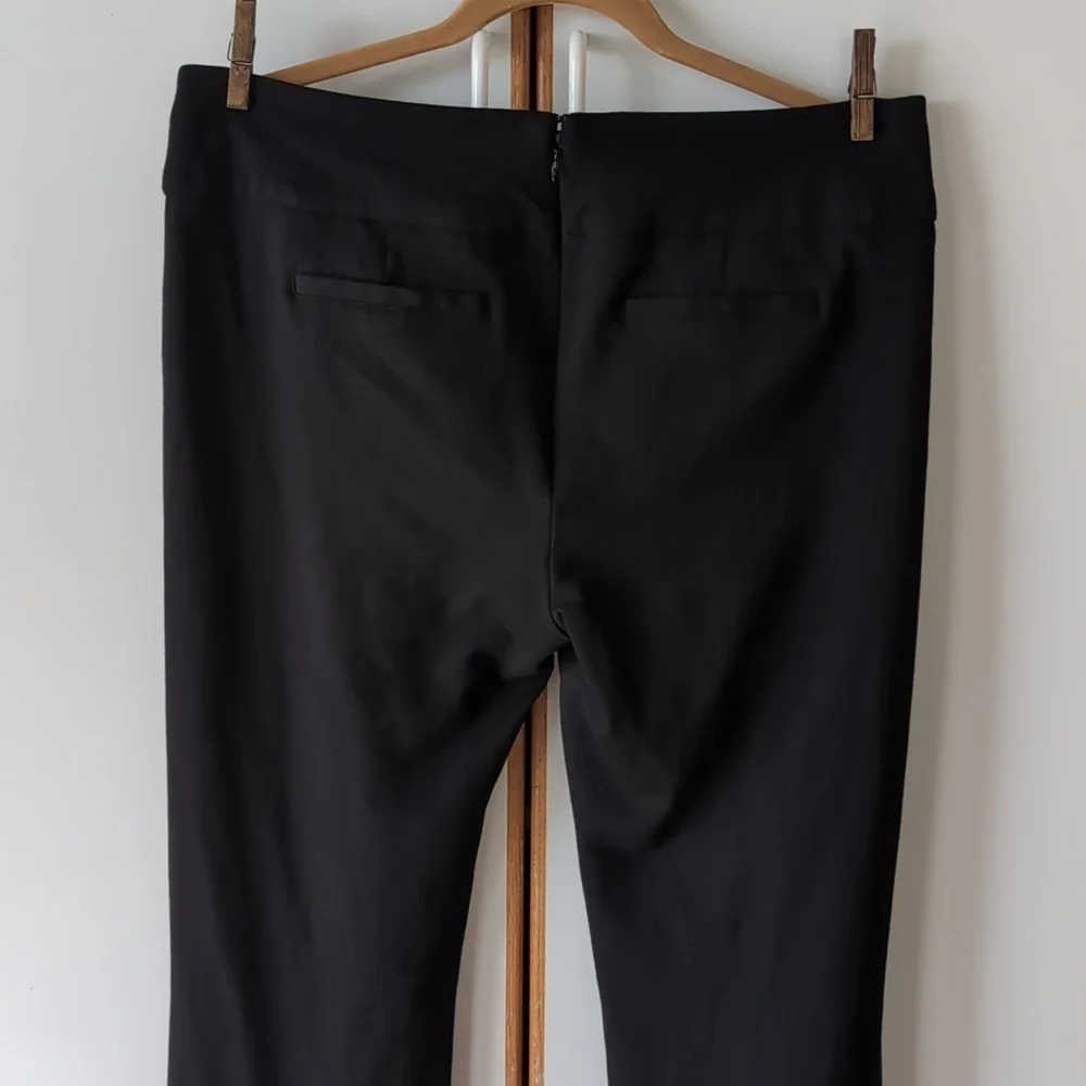 Cabi Black Rave Ponte Knit Pants Women's 10 #542R Back Zip Bootcut Trouser